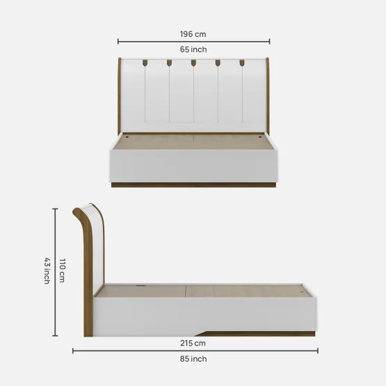 Jupiter King Bed 3/4 Lifton - High Gloss And Natural Teak