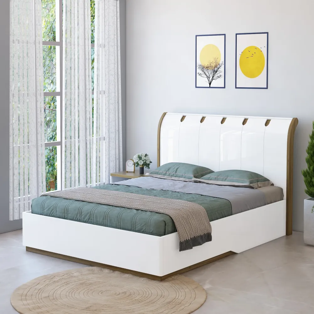 Jupiter King Bed 3/4 Lifton - High Gloss And Natural Teak