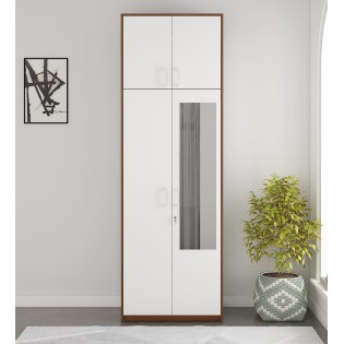 Dew 2 Door Wardrobe Fw Shutter Mirror With Loft - Walnut Rigato