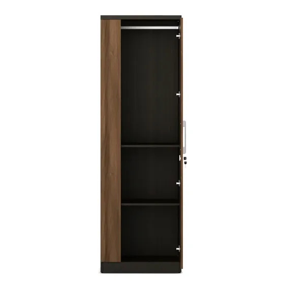 Kosmo Ken 1 Door Wardrobe Without Mirror - Walnut Bronze Woodpore