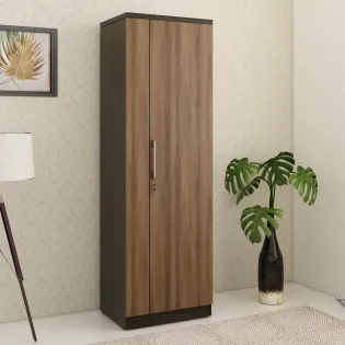 Kosmo Ken 1 Door Wardrobe Without Mirror - Walnut Bronze Woodpore