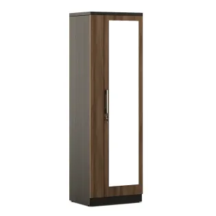 Kosmo Ken 1 Door Wardrobe With Mirror - Walnut Bronze Woodpore