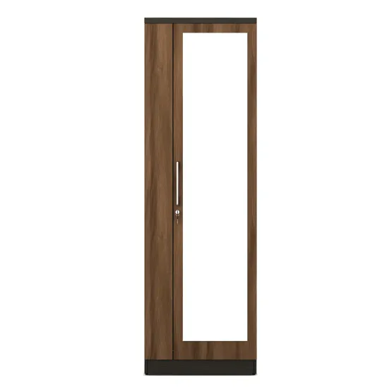 Kosmo Ken 1 Door Wardrobe With Mirror - Walnut Bronze Woodpore