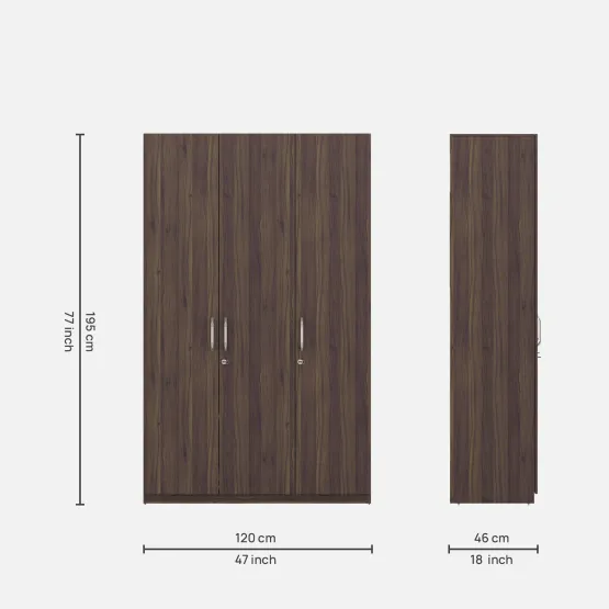 Kia 3 Door Wardrobe - Lyon Walnut