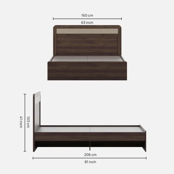 Kia Queen Bed Without Storage - Lyon Walnut