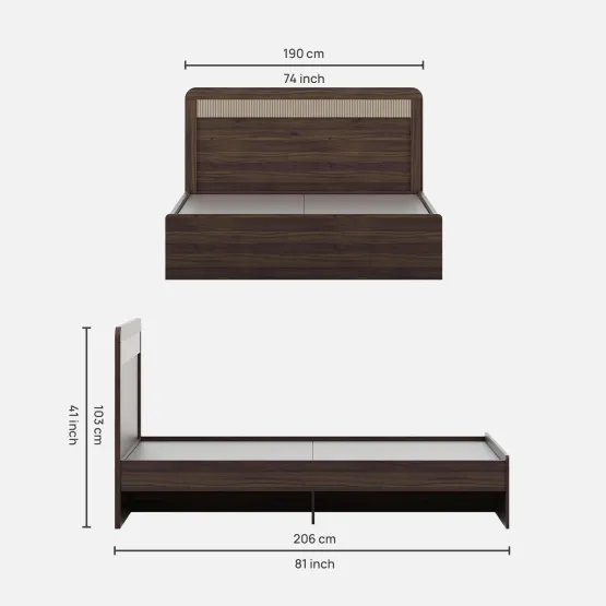 Kia King Bed Without Storage - Lyon Walnut