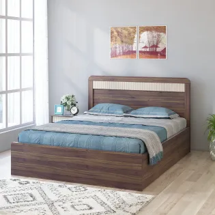 Kia King Bed 3/4 Lift-on Storage - Lyon Walnut