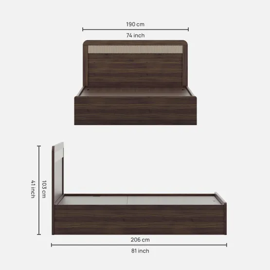 Kia King Bed 3/4 Lift-on Storage - Lyon Walnut