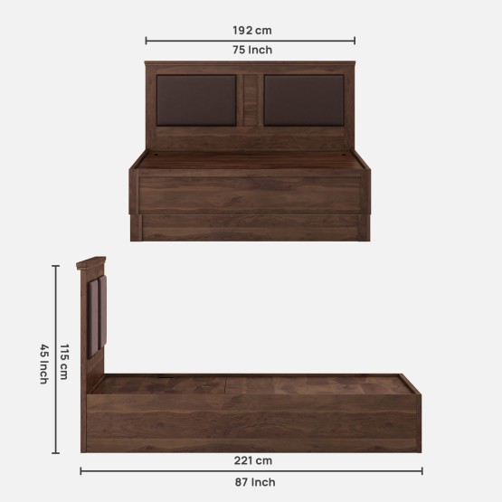 Comfy King 3/4 Hydraulic Storage Bed - Sheesham