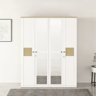 Kosmo Lilly 4 Door Wardrobe With Mirror - Kingston White