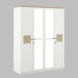 Kosmo Lilly 4 Door Wardrobe With Mirror - Kingston White