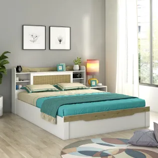 Kosmo Lilly Queen Bed With Box Storage - Kingston White