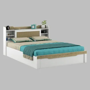 Kosmo Lilly Queen Bed With Box Storage - Kingston White