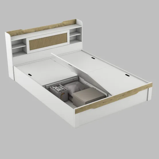 Kosmo Lilly Queen Bed With Box Storage - Kingston White