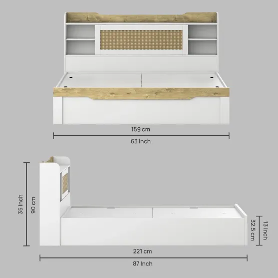 Kosmo Lilly Queen Bed With Box Storage - Kingston White