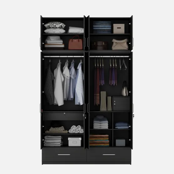 Linden 4 Door Wardrobe Without Mirror With Loft - Natural Wenge