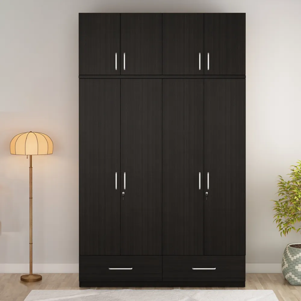 Linden 4 Door Wardrobe Without Mirror With Loft - Natural Wenge