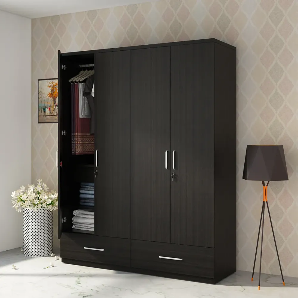 Kosmo Linden 4 Door Wardrobe Without Mirror (natural Wenge)