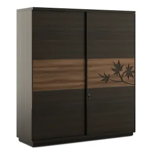 Maple 2 Door Sliding Wardrobe - Fumed Oak Woodpore