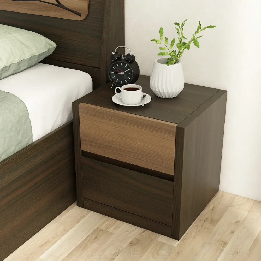 Kosmo Maple Bed Side Table - Fumed Oak (woodpore)