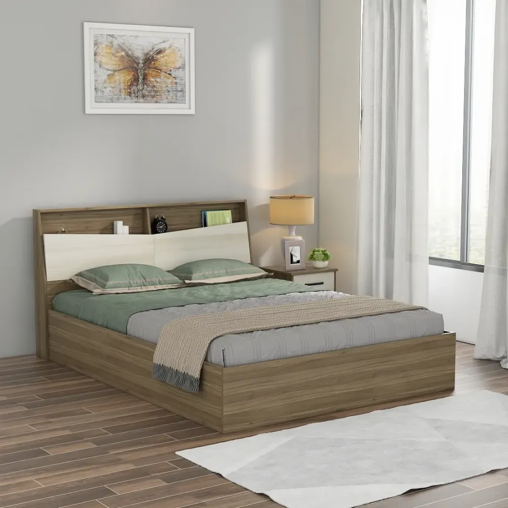 Kosmo Martin Queen Bed With 3/4  Lifton - Lyon Walnut