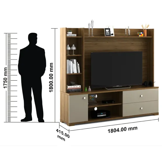 Kosmo Wall Unit Marvella - Hg Cashmere And Natural Teak