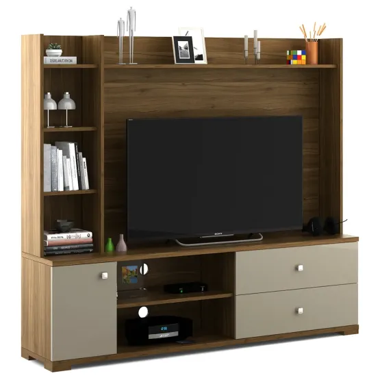 Kosmo Wall Unit Marvella - Hg Cashmere And Natural Teak