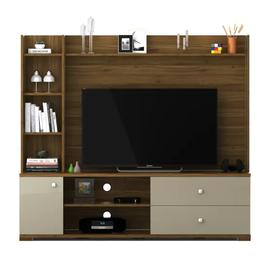 Kosmo Wall Unit Marvella - Hg Cashmere And Natural Teak