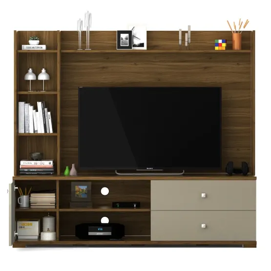 Kosmo Wall Unit Marvella - Hg Cashmere And Natural Teak