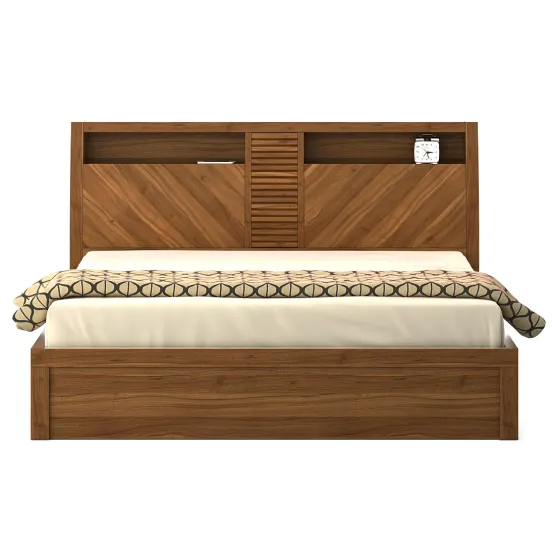 Kosmo Monarch V4 King Bed 3/4th Lift On Storage - Natural Teak