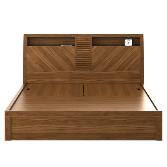 Kosmo Monarch V4 King Bed 3/4th Lift On Storage - Natural Teak