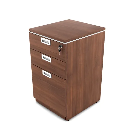 Nova Pedestal With 3 Drawers 404w X 450d X 675h - Walnut Rigato