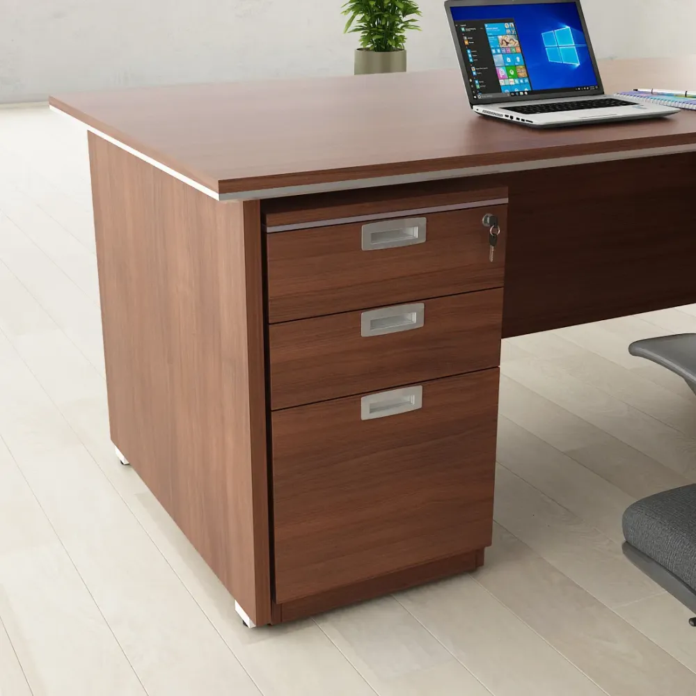 Nova Pedestal With 3 Drawers 404w X 450d X 675h - Walnut Rigato