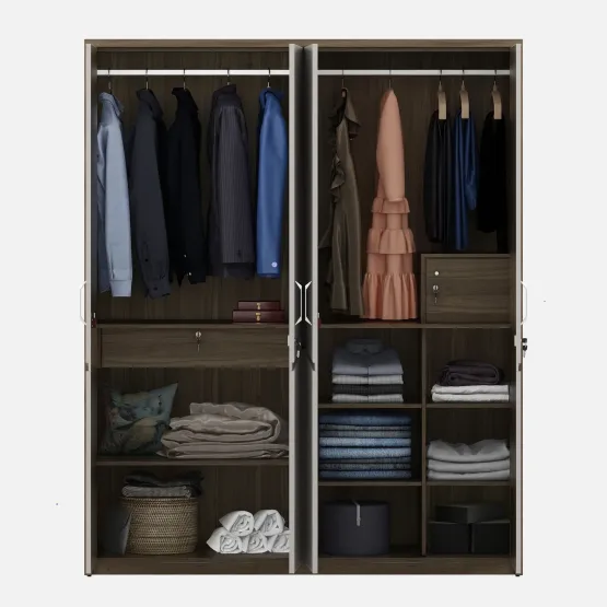 Kosmo Nora 4 Door Wardrobe Without Mirror - Lyon Walnut