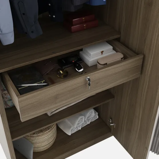 Kosmo Nora 4 Door Wardrobe Without Mirror - Lyon Walnut