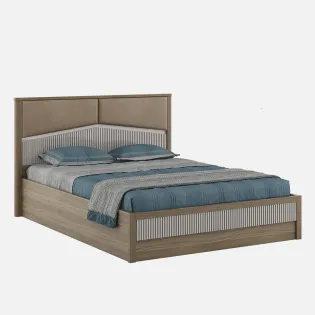 Nora King Bed  Full Lift On With Top Plank - Lyon Walnut