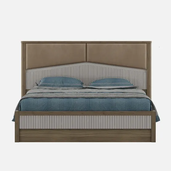 Kosmo Nora Queen Bed  Full Lift On With Top Plank - Lyon Walnut