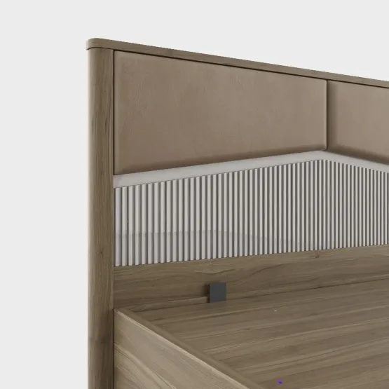 Kosmo Nora King Bed  Full Lift On With Top Plank - Lyon Walnut