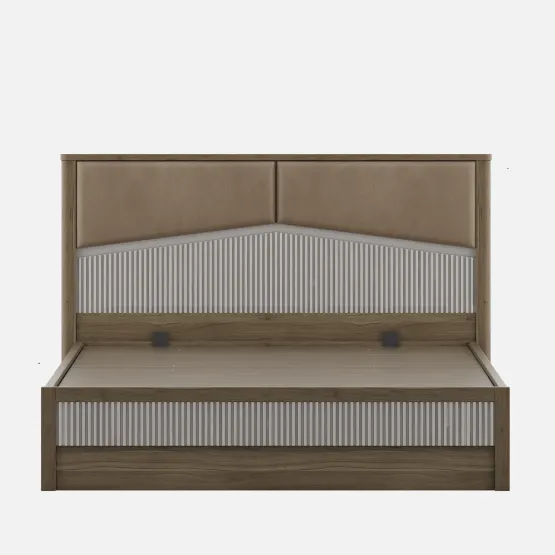 Kosmo Nora King Bed  Full Lift On With Top Plank - Lyon Walnut