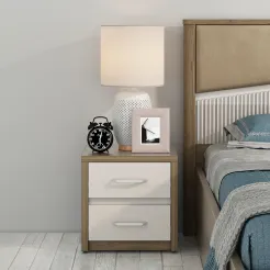 Nora Bedside Table - Lyon Walnut & Hg Ceramic