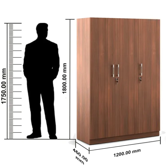 Kosmo Optima 3 Door Wardrobe - Walnut Rigato