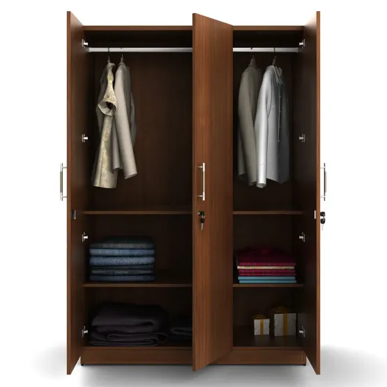 Kosmo Optima 3 Door Wardrobe - Walnut Rigato