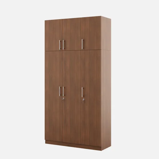 Optima 3 Door Wardrobe With Loft - Walnut Rigato