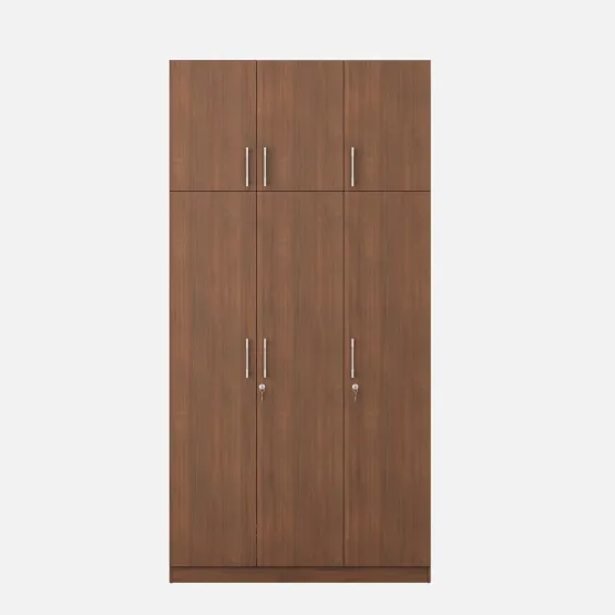 Optima 3 Door Wardrobe With Loft - Walnut Rigato