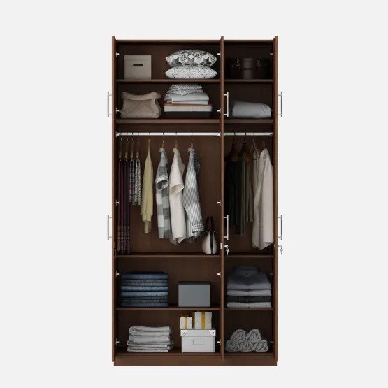 Optima 3 Door Wardrobe With Loft - Walnut Rigato