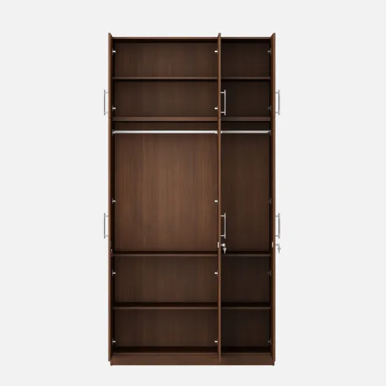 Optima 3 Door Wardrobe With Loft - Walnut Rigato