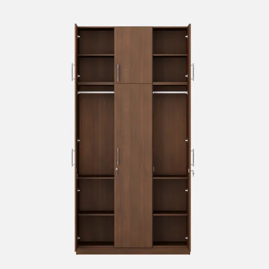 Optima 3 Door Wardrobe With Loft - Walnut Rigato