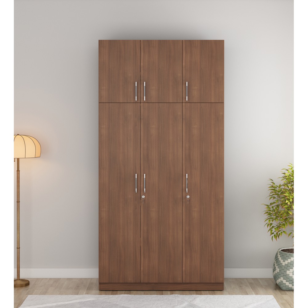 Optima 3 Door Wardrobe With Loft - Walnut Rigato