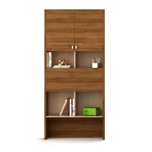 Kosmo Oscar Study Table With Wall Storage - Natural Teak