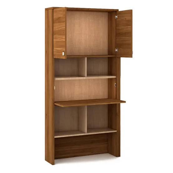 Kosmo Oscar Study Table With Wall Storage - Natural Teak